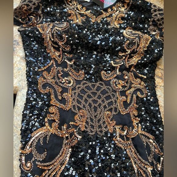 Black and Gold Sequin Dress - Picture 10 of 14